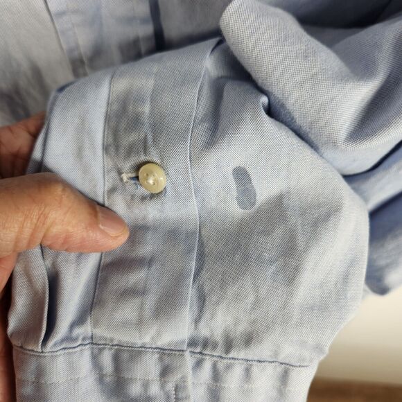 Ralph Lauren Mens Size 17-34‎ Yarmouth Cotton Button Down Oxford Shirt Blue FLAW - Picture 11 of 11